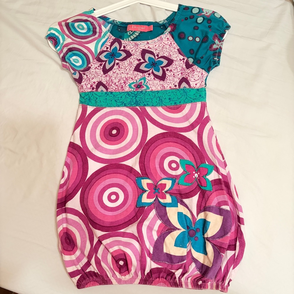 Desigual girl dress 7/8 years bubble bottom, 100% cotton